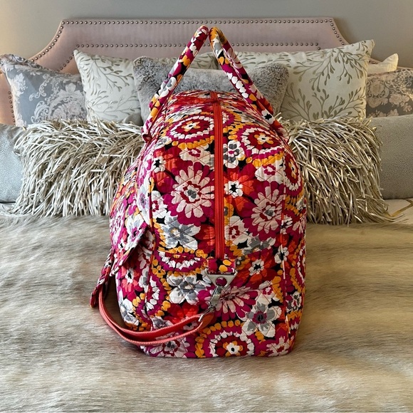 VERA BRADLEY Pixie Blooms Iconic Grand Traveler Bag 2015 Pink Orange Floral - Picture 7 of 15